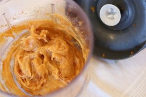 Guava and Membrillo Paste. It is sat in a small blender chamber and has been made smooth for adding to the ice cream after it has been churned. 
